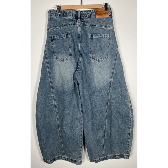 FEAR BARWELLS barrel retro hipster streetwear blue jeans 30x28 baggy loungewear - Picture 3 of 12